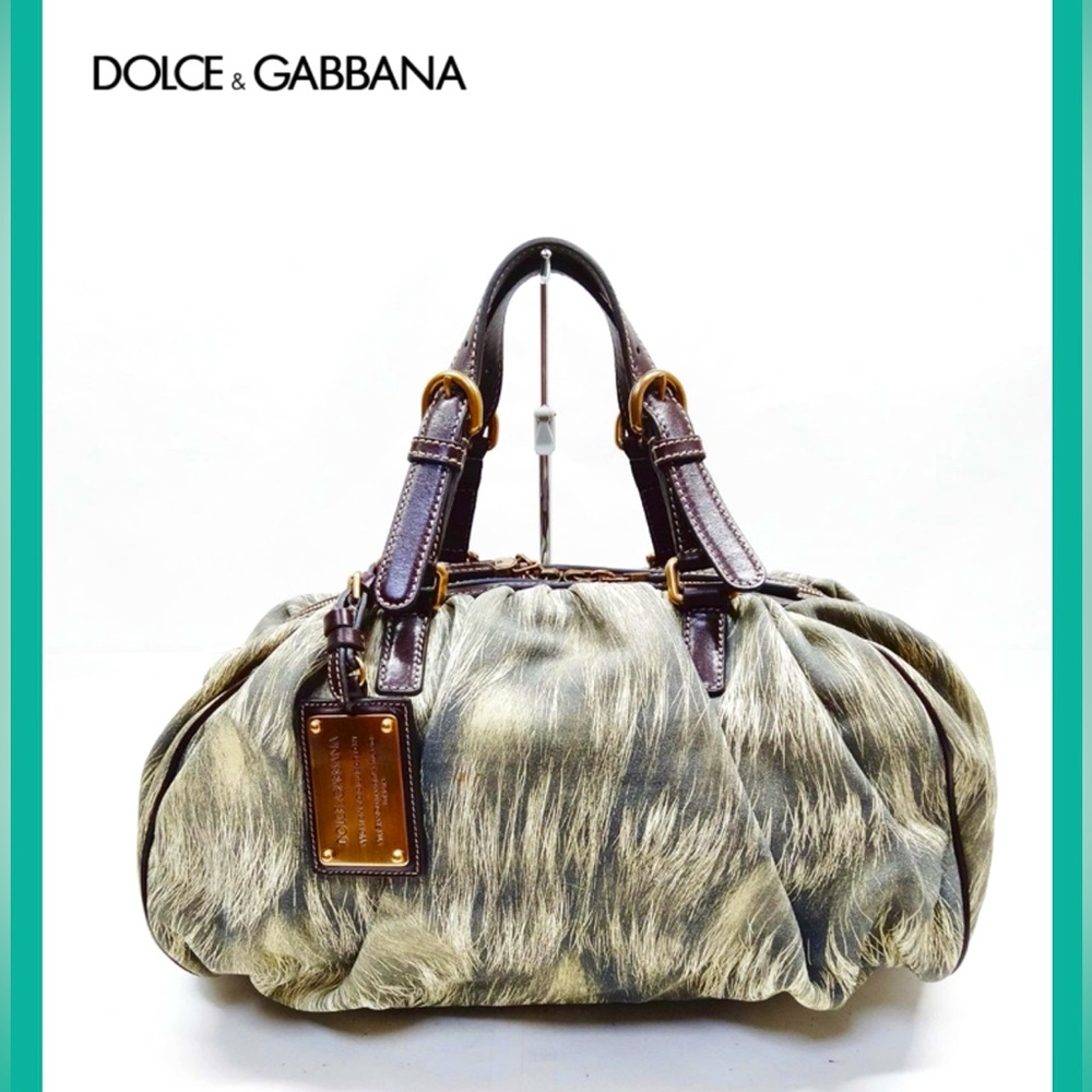 DOLCE & GABBANA Miss Glamorous Fur Print Handbag